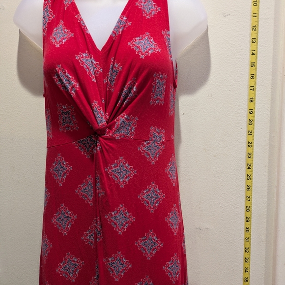 St. John's Bay Red and White Patterned Maxi Dress Size PS - Picture 4 of 9